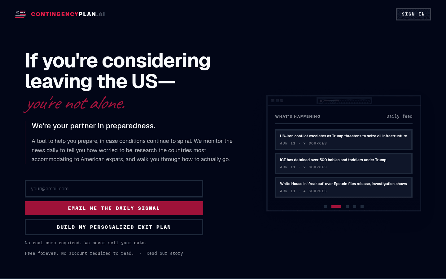 ContingencyPlan.AI website screenshot